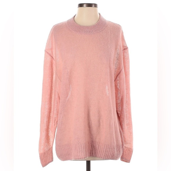 Wilfred Aritzia Bernette Sweater Alpaca Wool Blend Pink Oversized Lightweight L - Picture 2 of 6